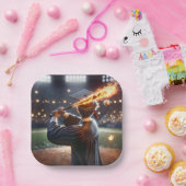 Jongen Afstuderen een vlammende honkbalknuppel Papieren Bordje (Feest)