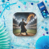 Jongen Afstuderen een vlammende honkbalknuppel Papieren Bordje (Feest)