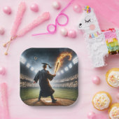 Jongen Afstuderen een vlammende honkbalknuppel Papieren Bordje (Feest)