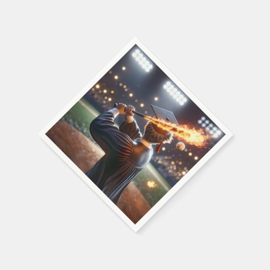 Jongen Afstuderen een vlammende honkbalknuppel Servet (Hoek)