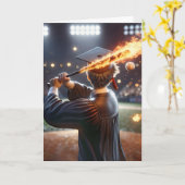 Jongen Afstuderen een vlammende vleermuis Kaart (Gele Bloem)