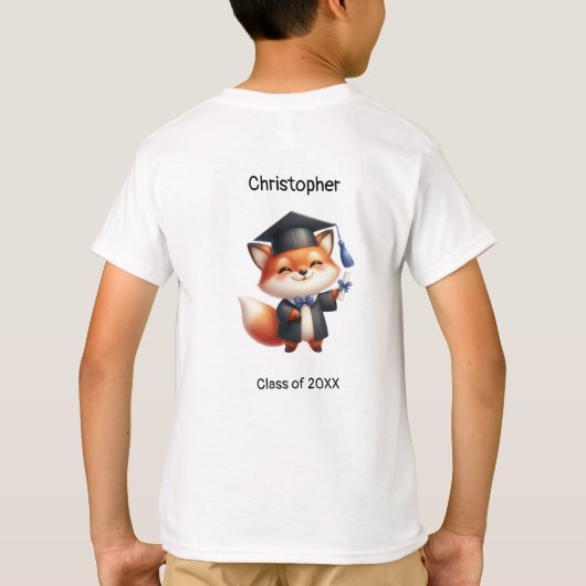 Jongen Afstuderen naam Schattige Fox T-shirt (Achterkant)