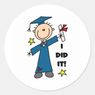 Jongen Afstuderen Ronde Sticker