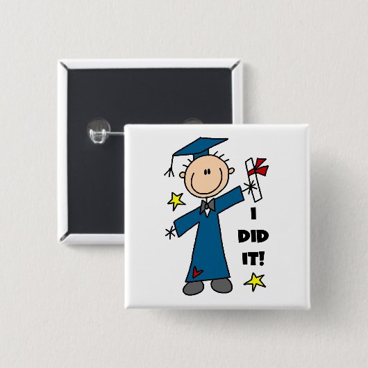 Jongen Afstuderen Vierkante Button 5,1 Cm (Voorkant /achterkant)