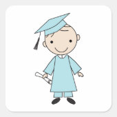 Jongen Afstuderen Vierkante Sticker (Voorkant)