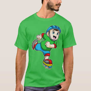 Jongen als Schaatser met Schaatsen Helm T-shirt