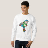Jongen als Skater met Schaatsen en helm Trui (Voorkant volledig)