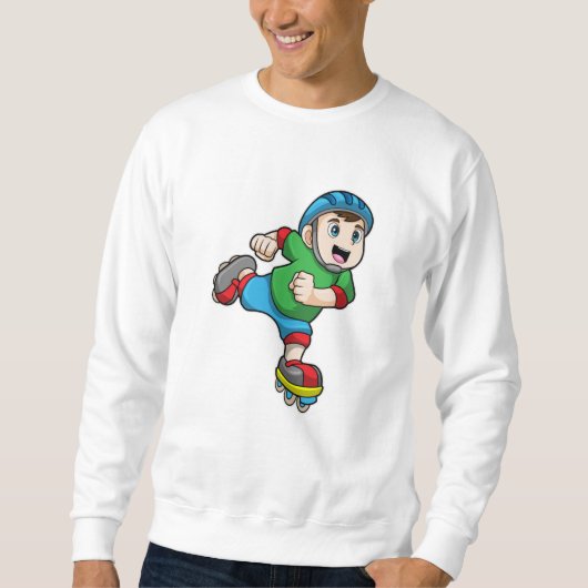 Jongen als Skater met Schaatsen en helm Trui (Voorkant)