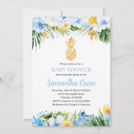 Jongen Ananas Baby Shower Kaart (Voorkant)