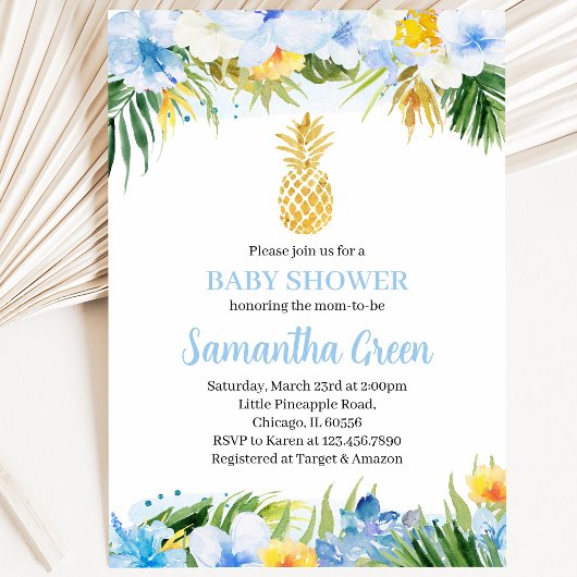 Jongen Ananas Baby Shower Kaart