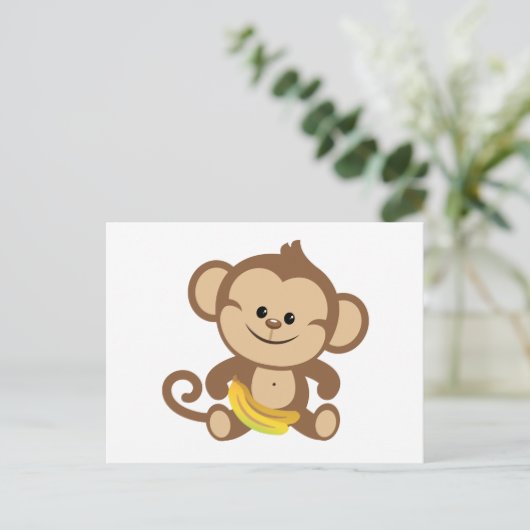 Jongen apen met Banana Briefkaart (Staand voorkant)