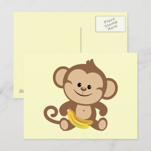 Jongen apen met Banana Briefkaart (Voorkant / Achterkant)