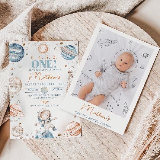 Jongen Astronaut Foto eerste reis rond de verjaard Kaart