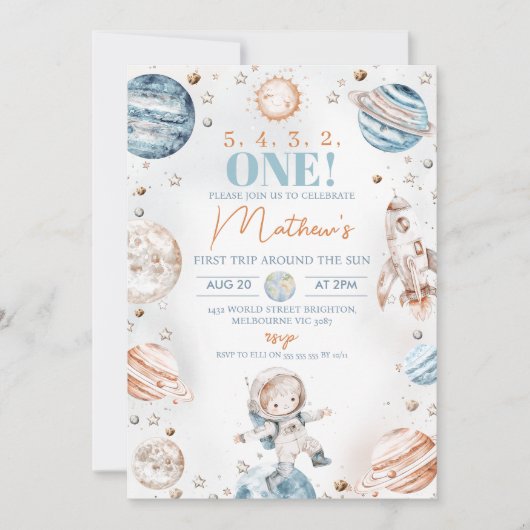 Jongen Astronaut Foto eerste reis rond de verjaard Kaart (Voorkant)