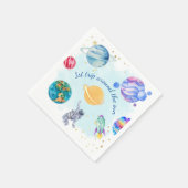 Jongen Astronaut Gold Blue Rocket Ship Planet Servet (Hoek)