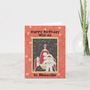 Jongen Astronaut in Space Birthday Card Kaart