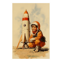 Jongen astronaut retro stijl