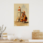 Jongen astronaut retro stijl poster (Keuken)