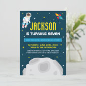 Jongen Astronaut Space Verjaardag Uitnodiging (Staand voorkant)