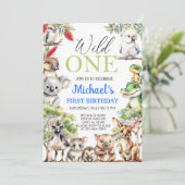 Jongen Australische dieren Wild One verjaardag. Kaart (Staand voorkant)