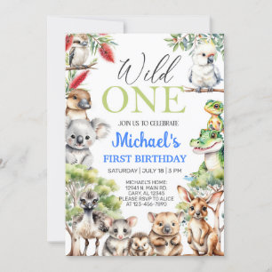Jongen Australische dieren Wild One verjaardag. Kaart