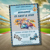 Jongen Auto Auto Racing Thema 5e Verjaardagsfeest Kaart
