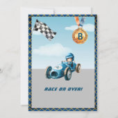 Jongen Auto Auto Racing Thema 5e Verjaardagsfeest Kaart (Achterkant)