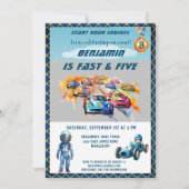 Jongen Auto Auto Racing Thema 5e Verjaardagsfeest Kaart (Voorkant)