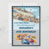 Jongen Auto Auto Racing Thema 5e Verjaardagsfeest Kaart (Voorkant)