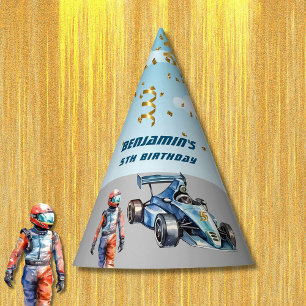 Jongen Auto Racing Thema 5e Verjaardag Feesthoedjes