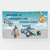 Jongen Auto Racing Thema 5e Verjaardag Party Banne Spandoek (Horizontaal)