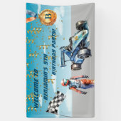 Jongen Auto Racing Thema 5e Verjaardag Party Banne Spandoek (Verticaal)