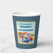 Jongen Auto Racing Thema 5e Verjaardagsfeest Papieren Bekers (Voorkant)