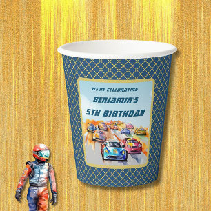 Jongen Auto Racing Thema 5e Verjaardagsfeest Papieren Bekers