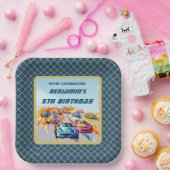 Jongen Auto Racing Thema 5e Verjaardagsfeest Papieren Bordje (Feest)