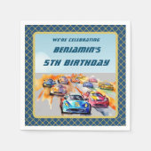 Jongen Auto Racing Thema 5e Verjaardagsfeest Servet (Voorkant)