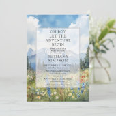 Jongen Avontuur Berg Foto QR Code Baby Shower Kaart (Staand voorkant)