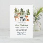 Jongen Avontuur Bos Baby Shower Uitnodiging (Staand voorkant)