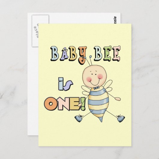 Jongen Baby Bee 1e Verjaardag Tshirts en geschenke Briefkaart (Voorkant / Achterkant)