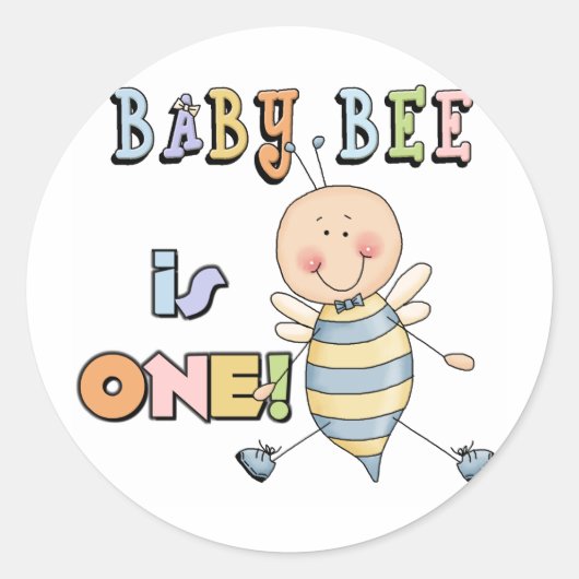 Jongen Baby Bee 1e Verjaardag Tshirts en geschenke Ronde Sticker (Voorkant)