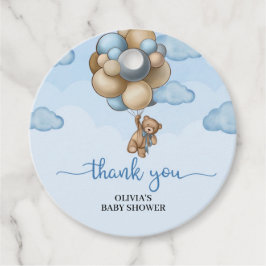 Jongen baby beer blauw bruine ballonnen baby showe bedankjes labels