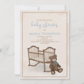 Jongen Baby Blue Teddy Bear QR Code Cadeauregister Kaart (Voorkant)