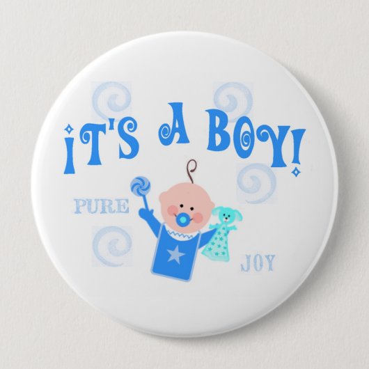 Jongen Baby Button Aankondiging (Voorkant)