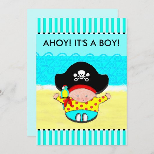 JONGEN BABY DOUCHE UITNODIGINGEN (Voorkant / Achterkant)