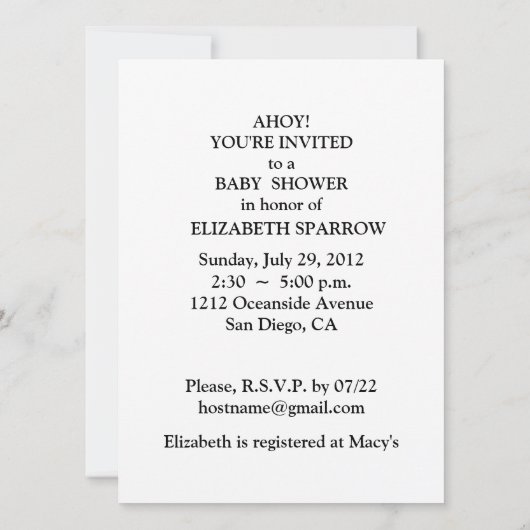 JONGEN BABY DOUCHE UITNODIGINGEN (Achterkant)