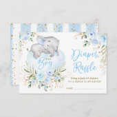 Jongen Baby Elephant Blue Rozen Diaper Raffle Informatiekaartje (Voorkant / Achterkant)