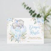 Jongen Baby Elephant Blue Rozen Diaper Raffle Informatiekaartje (Staand voorkant)