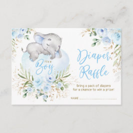 Jongen Baby Elephant Blue Rozen Diaper Raffle Informatiekaartje
