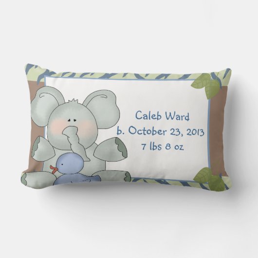 Jongen Baby Elephant Blue Zebra Stripe Rubber Duck Kussen (Voorkant)