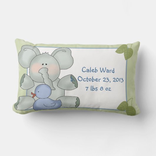 Jongen Baby Elephant op Green met Rubber Duck Kussen (Voorkant)